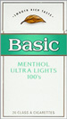 BASIC ULTRA LIGHT MENTHOL BOX 100 Cigarettes pack