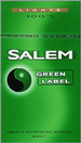 SALEM GL LIGHT BOX 100 Cigarettes pack